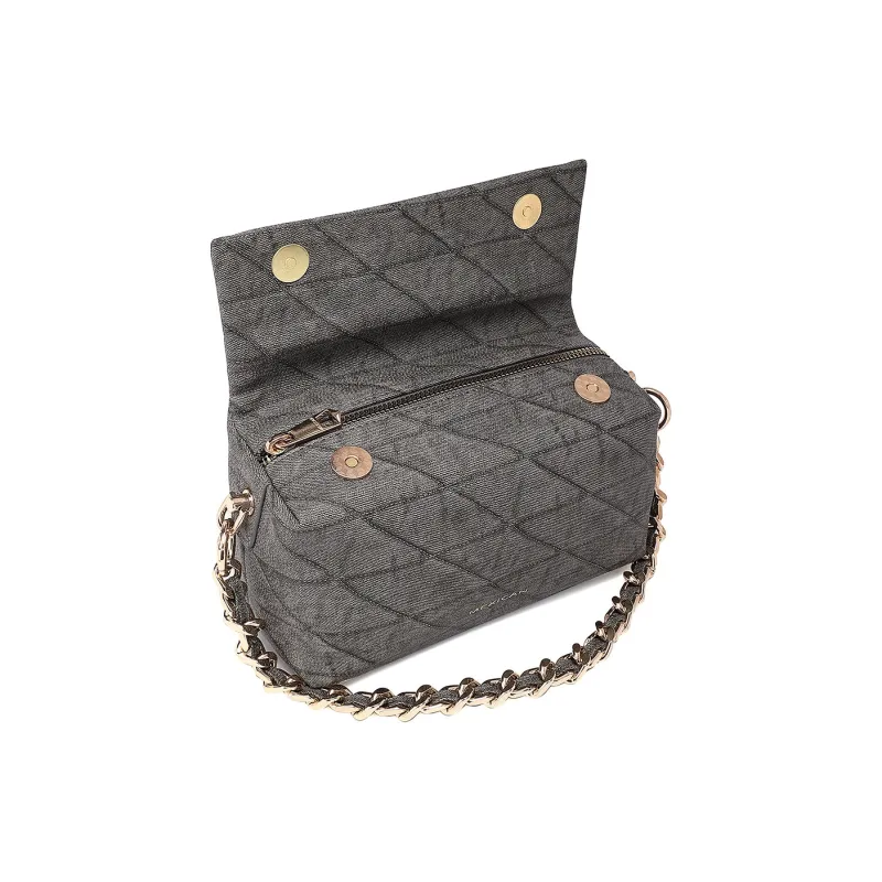 MEXICAN Polyurethane Leather Box Bag Chain One Shoulder Handbag Trumpets Women's Gray Blue/Dark Gray/Dark Pink-6