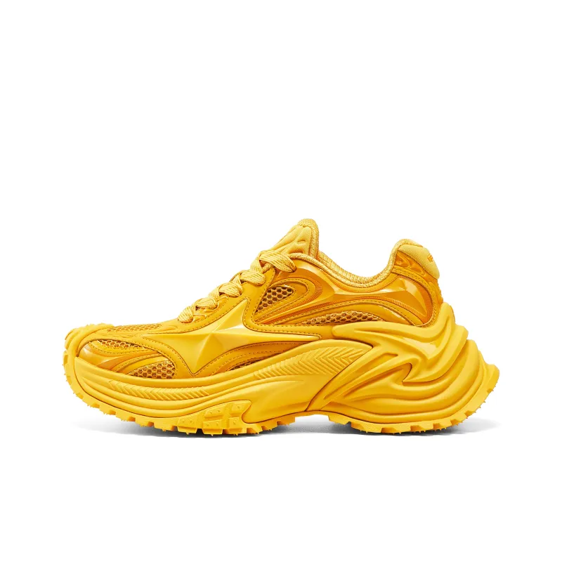 1807 x OGR Anti Slip Wear Resistant Low Top Running Shoes Unisex Four Pointed Star Yellow-0