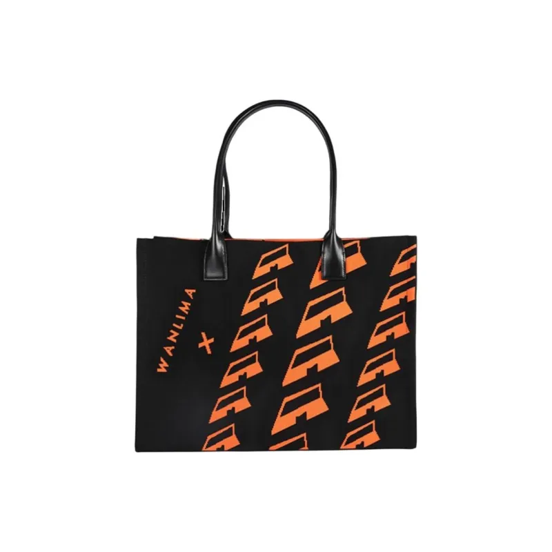 Wanlima Fabric Tote Bag Shopping Bag Handbag Shoulder Bag Large Size Women's Black/Orange Green/White-0