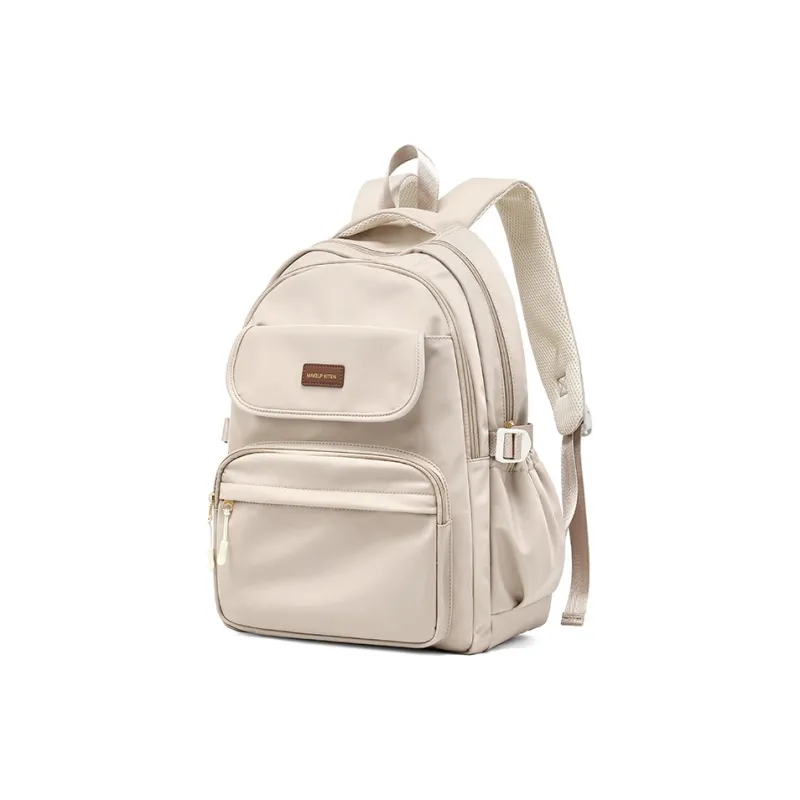 MAKEUP KITTEN Nylon Fabric With Synthetic Leather School And Work Travel Bag Backpack Regular Unisex Black/Khaki-8