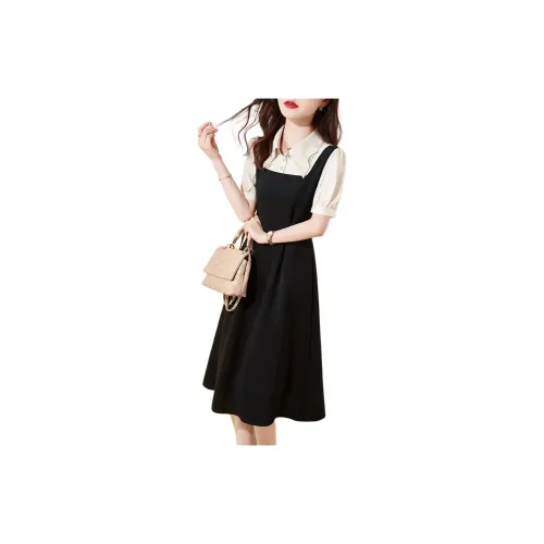 Mo Han Yi Mei Short-Sleeved Dresses Women's Black