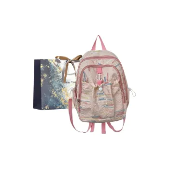 Iman's House Nylon Backpack Pink/White/Yellow/Black