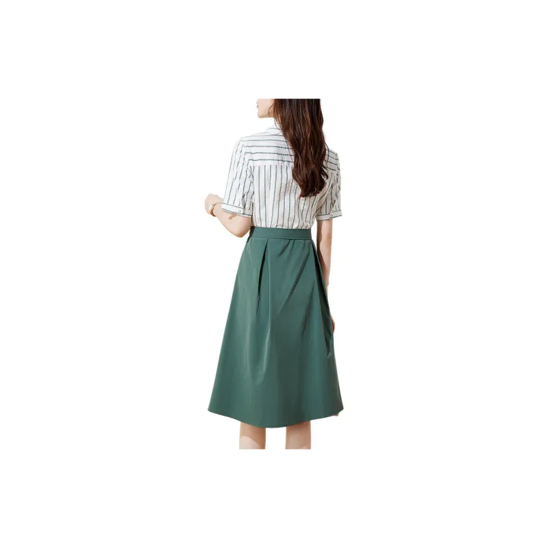 Mo Han Yi Mei Short Sleeved Dress Women's Green-0