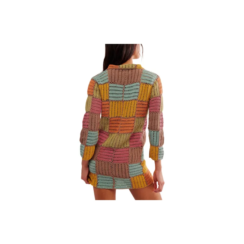 FREE PEOPLE She Made Me Edith Dress Long-Sleeved Dresses Women's Sandalwood/Agarwood Wood Color-1