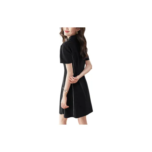 Mo Han Yi Mei Short Sleeved Dresses Women's Black