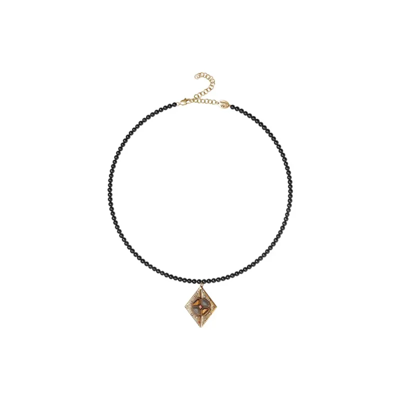 BABAMA Synthetic/Artificial Obsidian Jade Necklaces Unisex-2