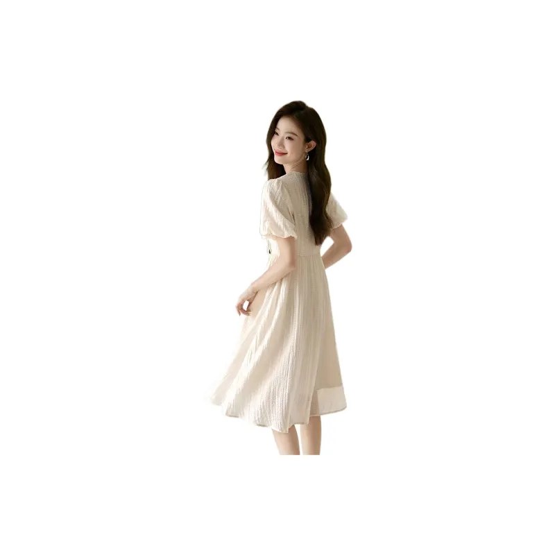 Mo Han Yi Mei Short Sleeved Dress Women's Ecru-1