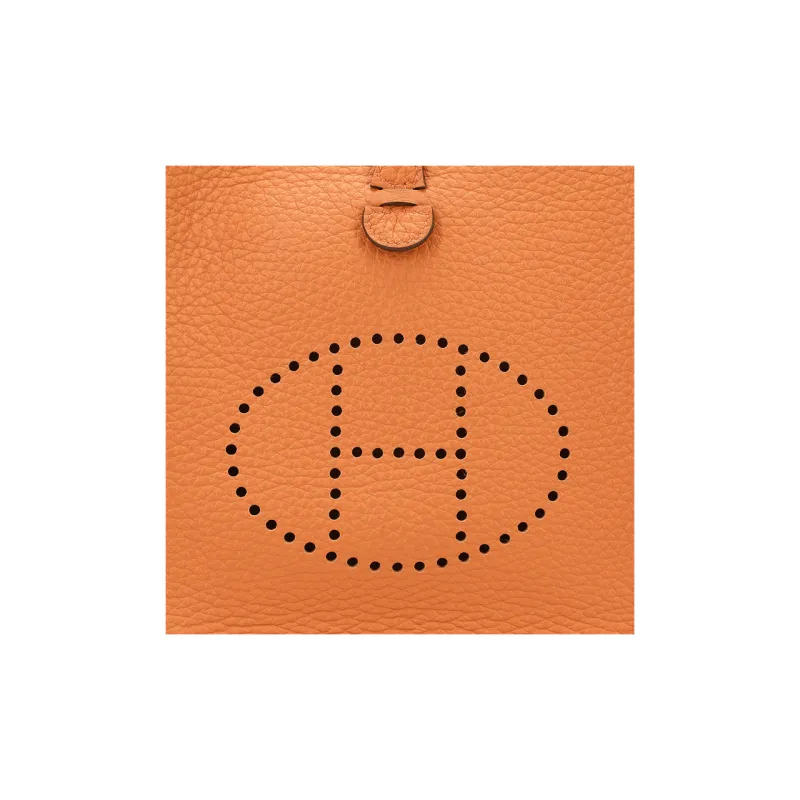 HERMES Evelyne Clemence Cow Leather Shoulder Bag, Crossbody Bag Mini Unisex Hermes Orange-7