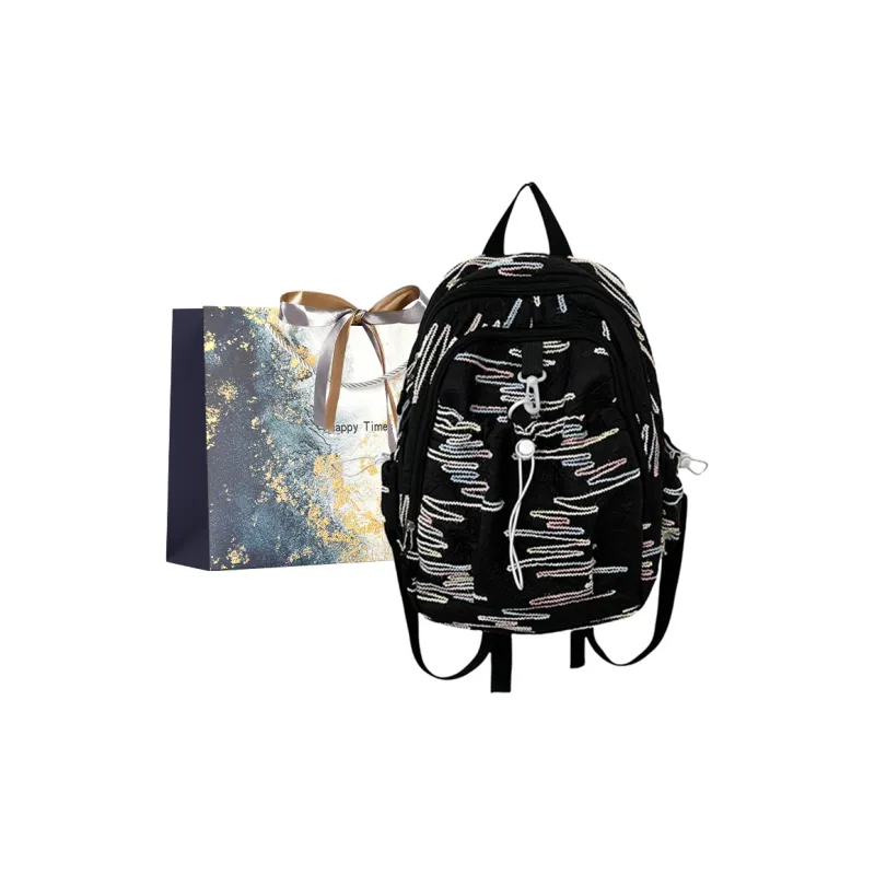 Iman's House Nylon Backpack Pink/White/Yellow/Black-8