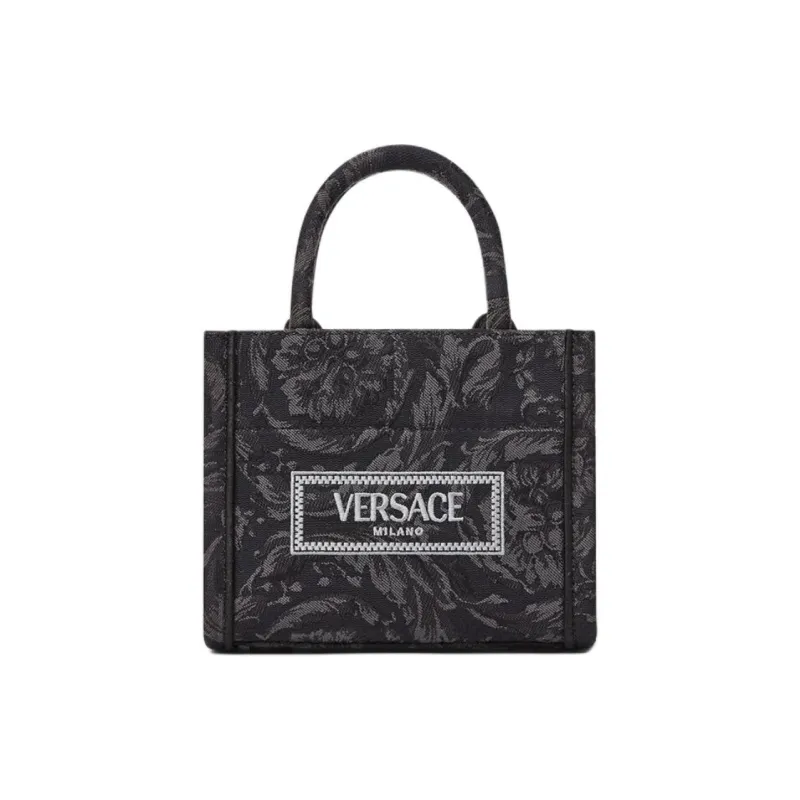 VERSACE Nylon Tote Bag Shopping Bag Handbag Extra Small Women's Black & Print-0