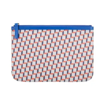 PIERRE HARDY Cow Leather Clutch Unisex Blue Orange