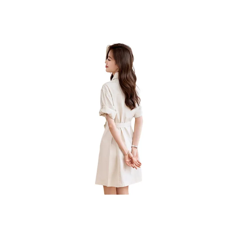 Mo Han Yi Mei Short Sleeved Dresses Women's White-1