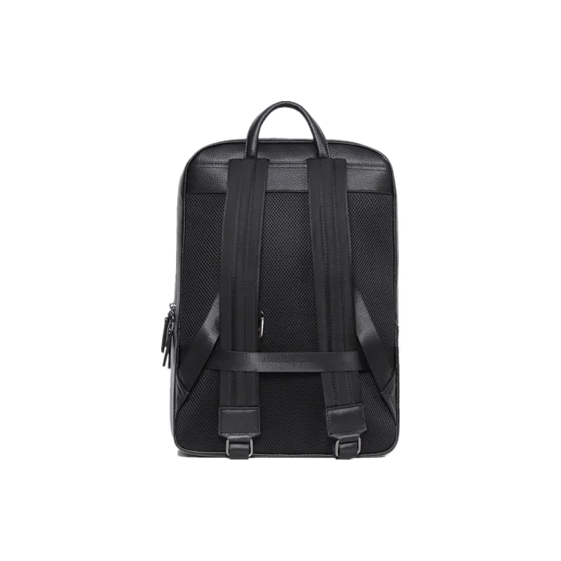LARTIGENT Top Grain Cow Leather Backpack Large Size Men's Black-2