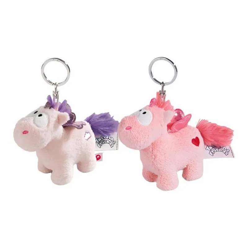 NICI Heodor & Friends Cloud Dreamer+Heart Unicorn Couple's Purple/Pink Dolls Plush Pendant 10cm Height-0