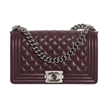 CHANEL Grain Caviar Calfskin Crossbody Bag, Shoulder Bag Women's Dark Brown