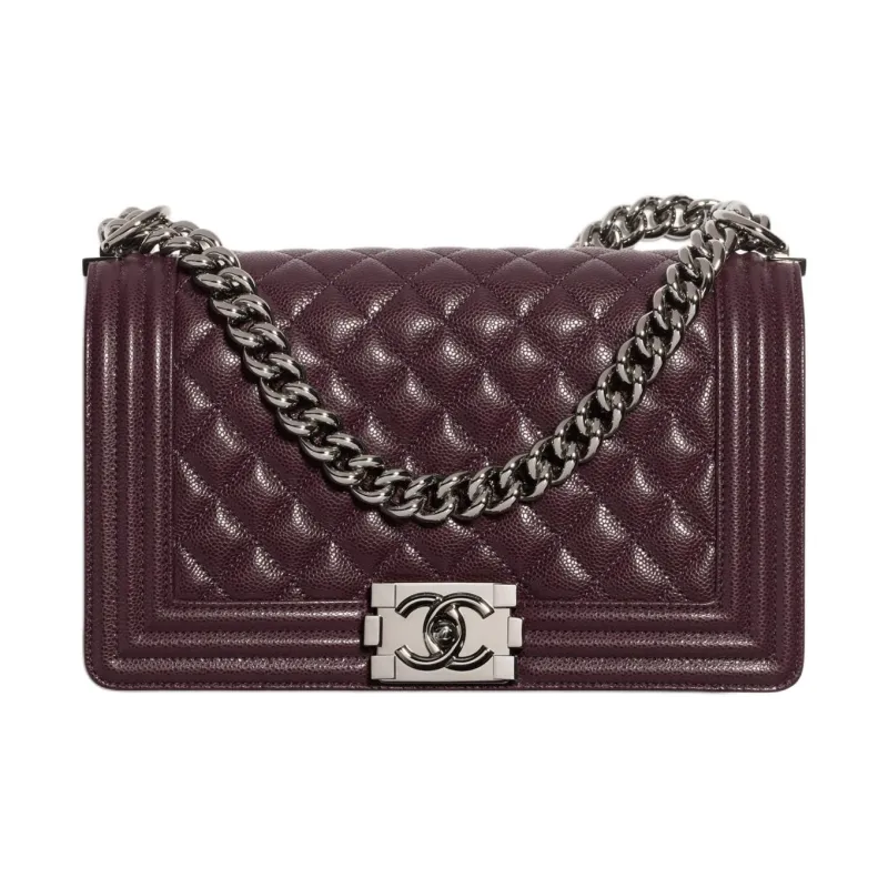 CHANEL Grain Caviar Calfskin Crossbody Bag, Shoulder Bag Women's Dark Brown-0