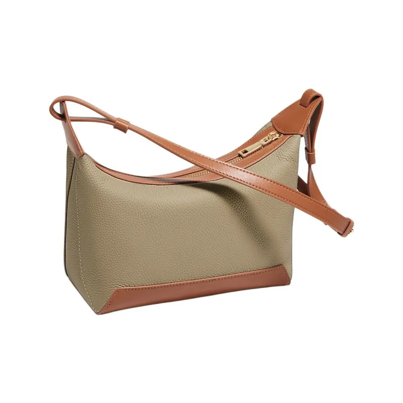 Marino Orlandi Genuine Leather, Top Grain Cow Leather Versatile Casual Crossbody Bag, Shoulder Bag Women's Khaki/White-3