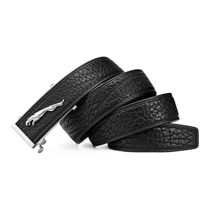 JAGUAR Classic Trendy Men's Genuine Leather Wooden Box Automatic Buckle Versatile Leather Belts Men's Width 3.7cm-2
