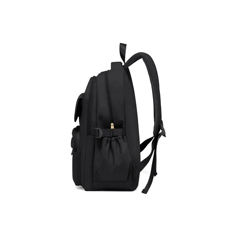 MAKEUP KITTEN Nylon Fabric With Synthetic Leather School And Work Travel Bag Backpack Regular Unisex Black/Khaki-3