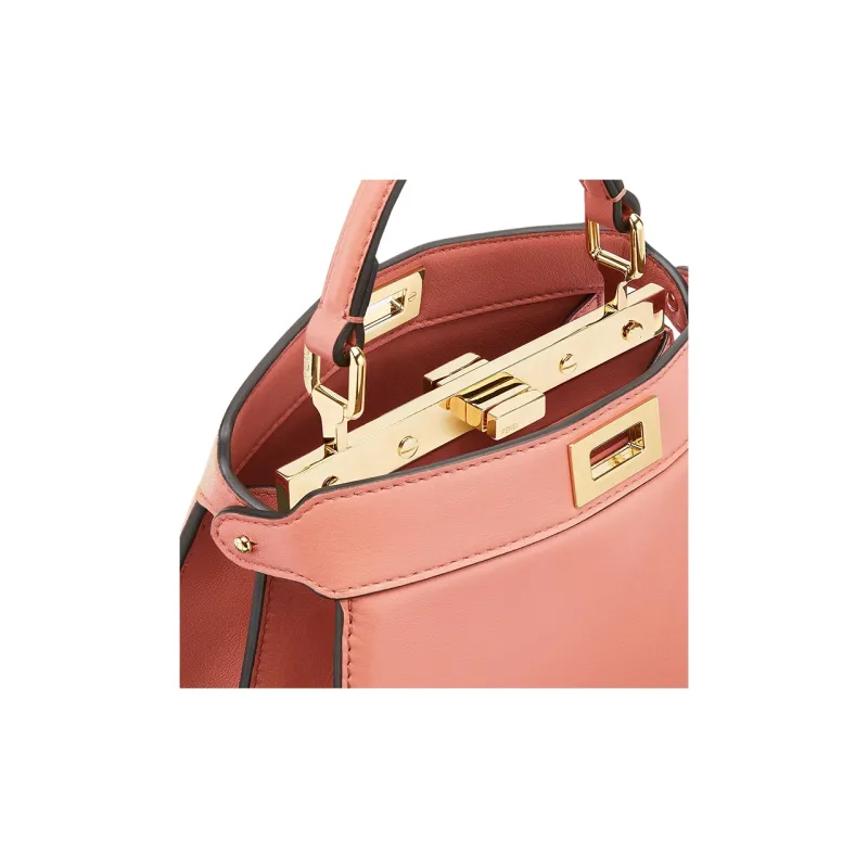 FENDI Peekaboo ISeeU Lambskin Shoulder Bag Crossbody Bag Handbag Small Size Women's Pink-4