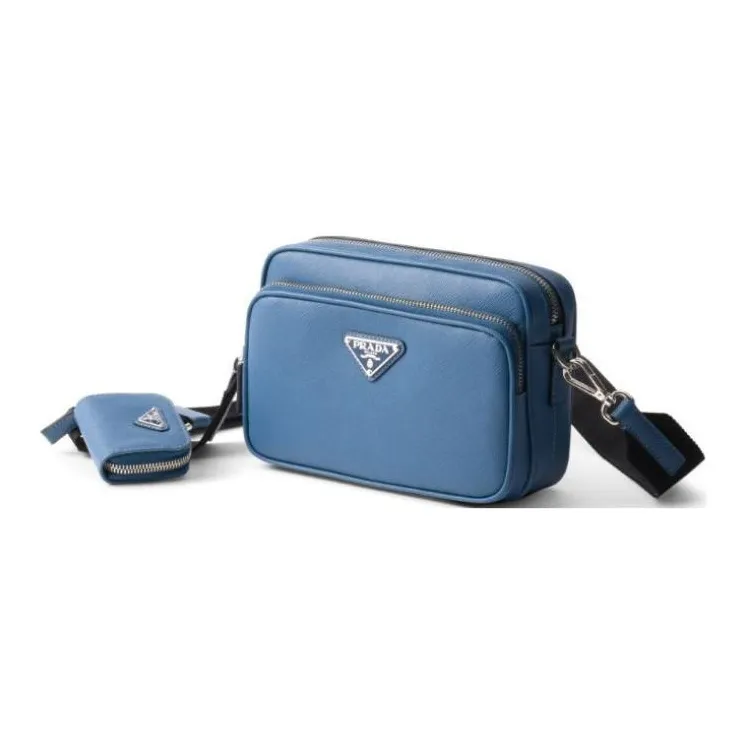 PRADA Saffiano Leather Crossbody Bag Shoulder Bag Women's Blue-1