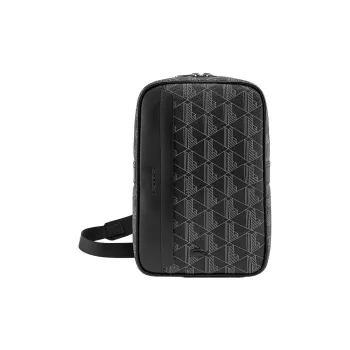 LACOSTE PVC Crossbody Bag Sling Bags Regular Men's Black & Iron Gray