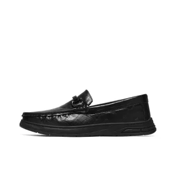 Black tailed Deer Loafers Flat Men's Black