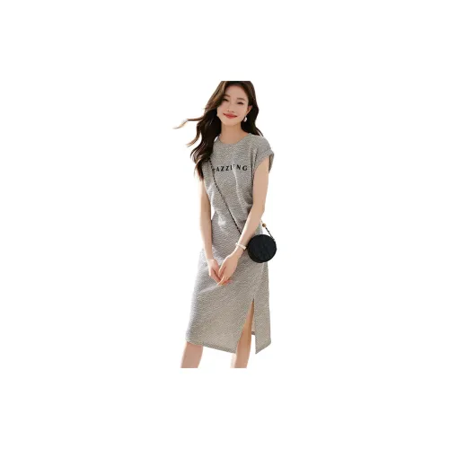 Mo Han Yi Mei Short-Sleeved Dresses Women's Heather Gray