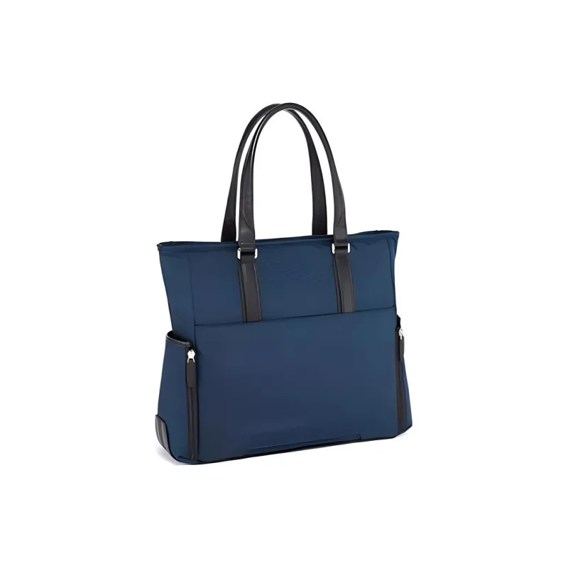 TUMI Cow Leather Tote Bag Shopping Bag Handbag Shoulder Bag Large Size Men's Marine Blue & Black-1