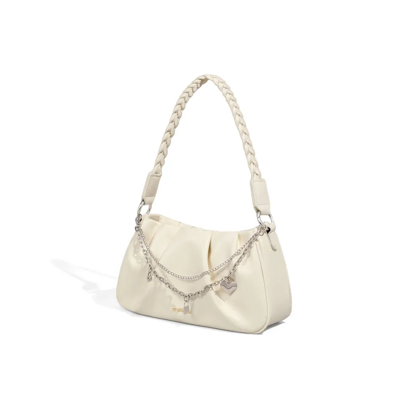MILLIE'S Cow Leather With Synthetic Leather Handbag, Shoulder Bag Regular Women's Ecru-3