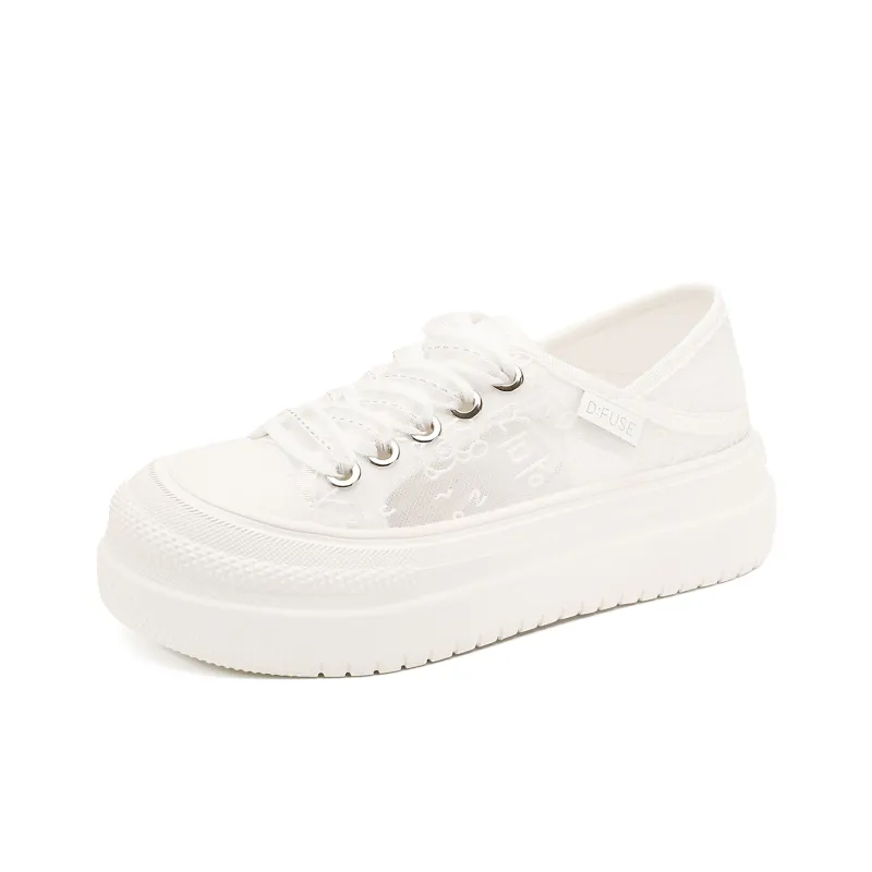 D:FUSE SCANDINAVIA Flat Shoes White Sneakers Anti-Slip And Wear-Resistant Lightweight Low-Top Skateboard Shoes Women's-13