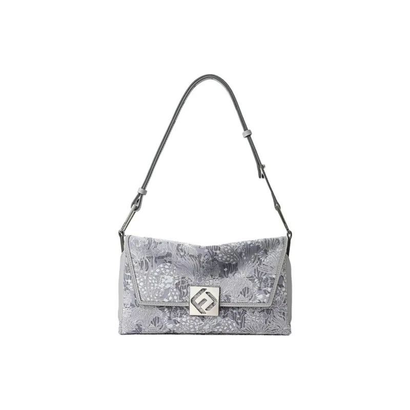 FION Cow Leather Shoulder Bag Women's White-0