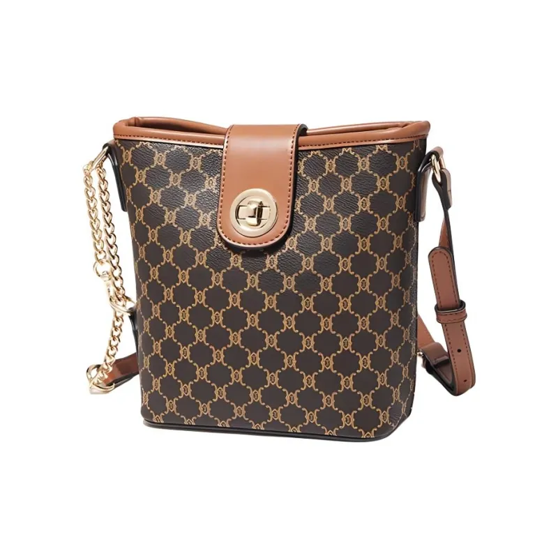 Marino Orlandi PVC Bucket Bag Handbag Shoulder Bag Crossbody Bag Medium Size Women's Khaki/Coffee-1