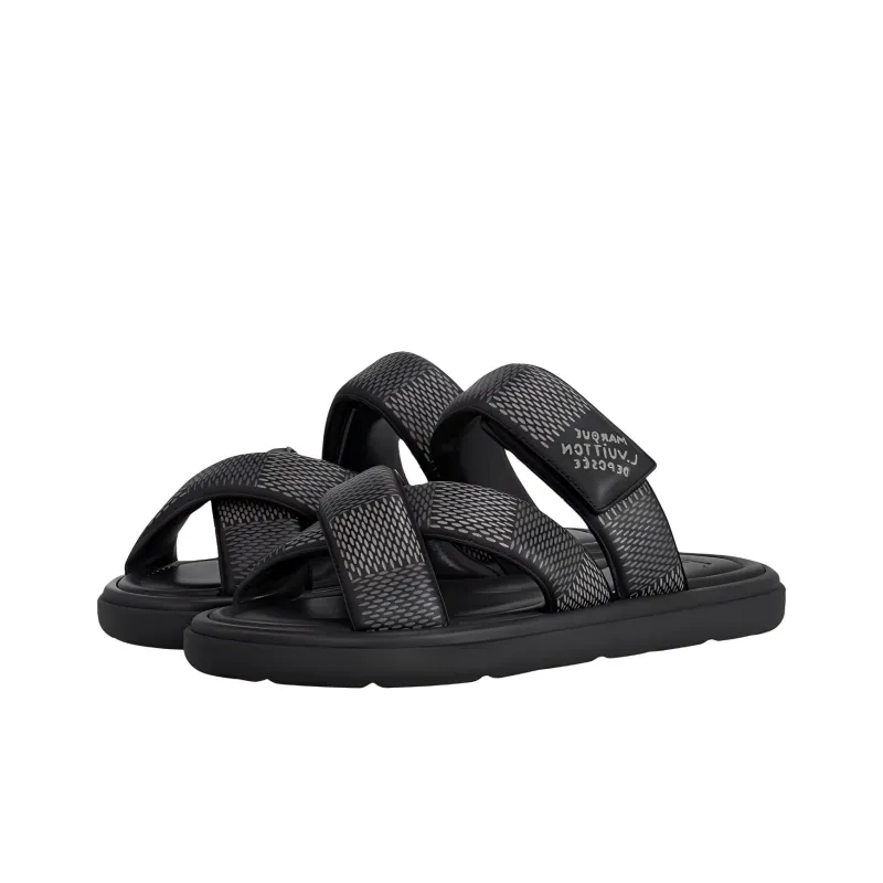 LOUIS VUITTON Slip Resistant Slide Slippers Men's Black-2