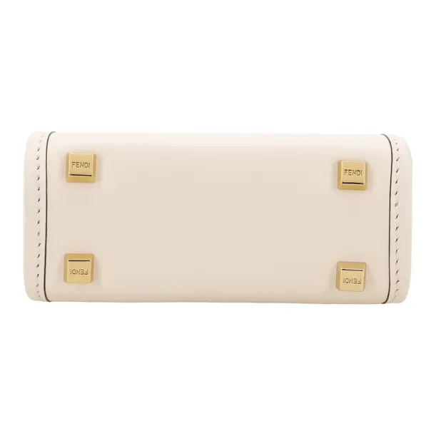 FENDI Sunshine Calfskin Tote Bag, Shopping Bag, Shoulder Bag, Crossbody Bag, Handbag Mini Women's White-4