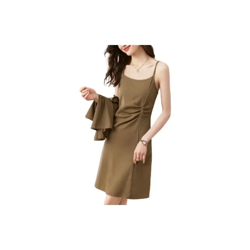 Mo Han Yi Mei Short Sleeved Dress Women's Coffee-1