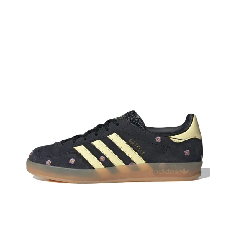 Adidas Originals Gazelle Indoor Core Black Almost Yellow Floral Women's-0