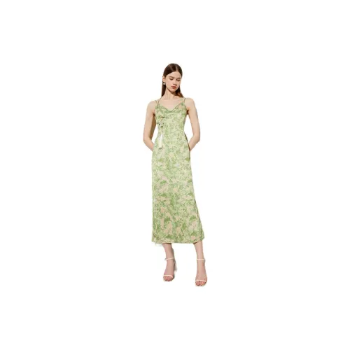 DPLAY Slip Dresses Women's Flourishing Flowers And Greenery