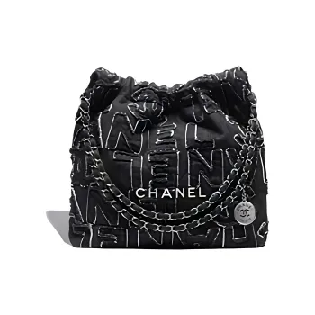 CHANEL 22Bag Denim Handbag, Shoulder Bag Regular Women's Black