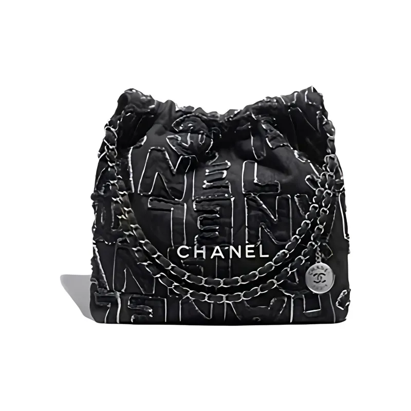 CHANEL 22Bag Denim Handbag, Shoulder Bag Regular Women's Black-0