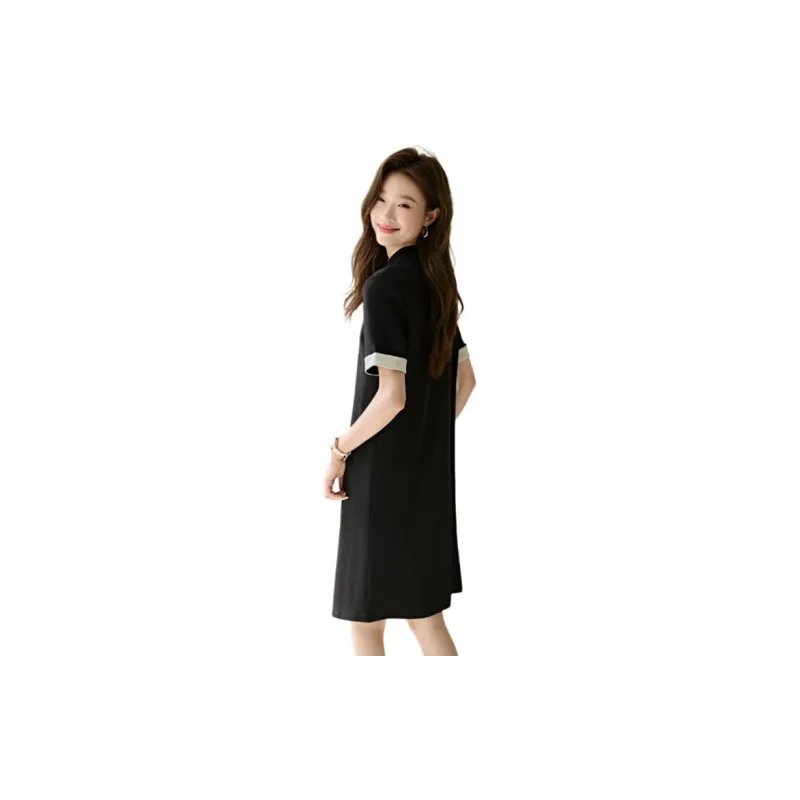 Mo Han Yi Mei SS24 Short Sleeved Dresses Women's Black & Green-1