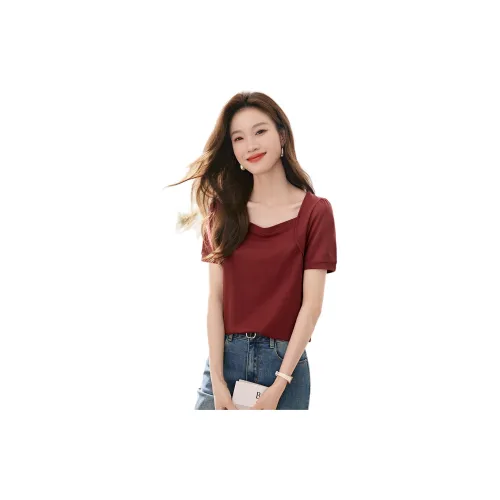 Mo Han Yi Mei T-Shirts Women's Deep Red