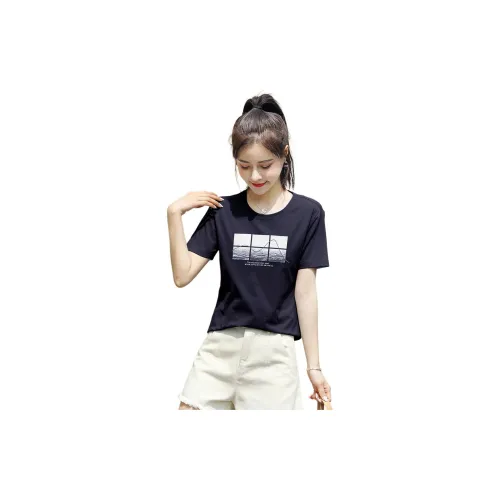 Mo Han Yi Mei T-Shirts Women's Navy Blue