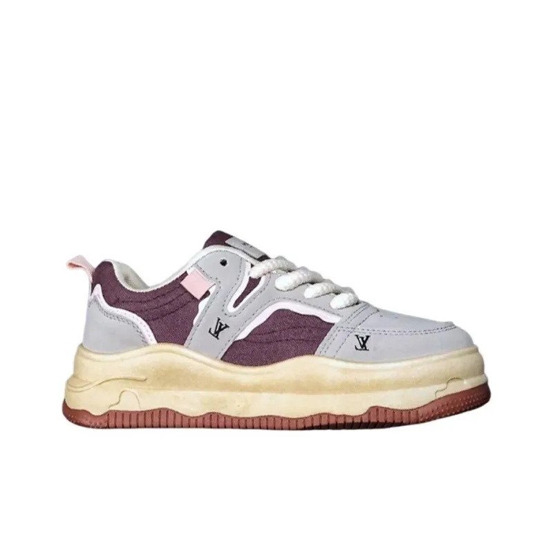LOUIS VUITTON Skateboard Shoes Men's Gray Rice Flour-1