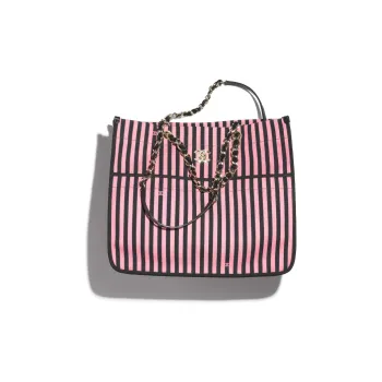 CHANEL Canvas Bag, Handbag, Shoulder Bag Women's Black & Pink