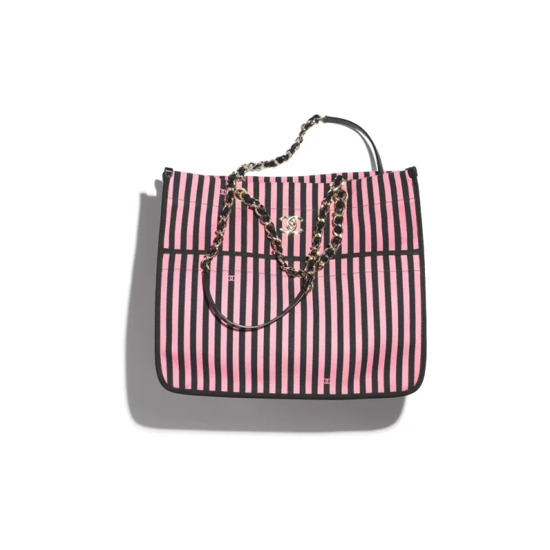 CHANEL Canvas Bag, Handbag, Shoulder Bag Women's Black & Pink-0