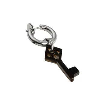HERMES Horn Metal Palladium Plated Earrings Unisex Black