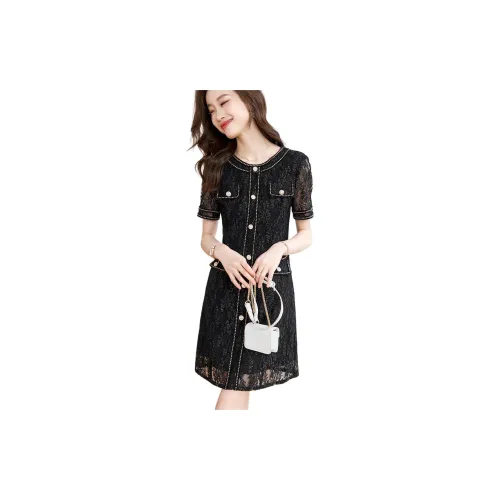 Mo Han Yi Mei Short-Sleeved Dresses Women's Black