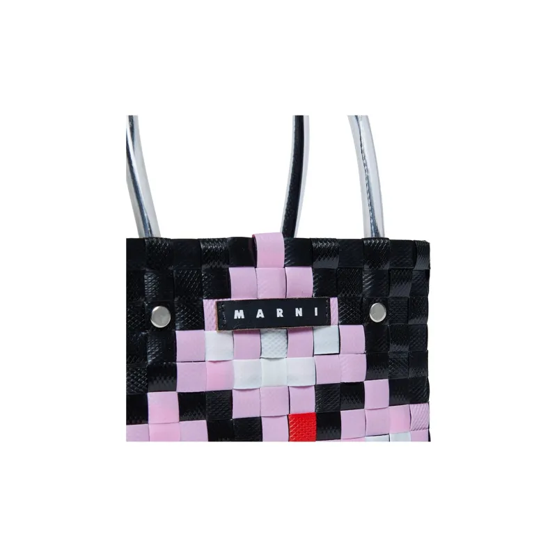 MARNI Logo Patch Woven Designed Tote Bag-3