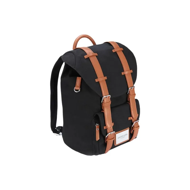 Gaston Luga Polyurethane With Canvas Backpack Regular Unisex Black & Umber-1